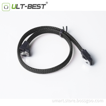 50CM SATA 3.0 III SATA3 7pin Data Cables 6Gb/s SSD Right Angle Cable HDD Hard Disk Drive Cord line with Nylon Briad Black Blue